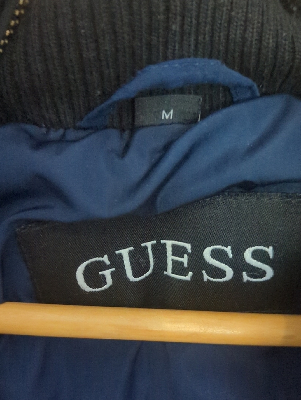 Guess 3/4 Navy Quilted Long Puffer Coat with Zip - Size M Great Condition - Picture 2 of 5